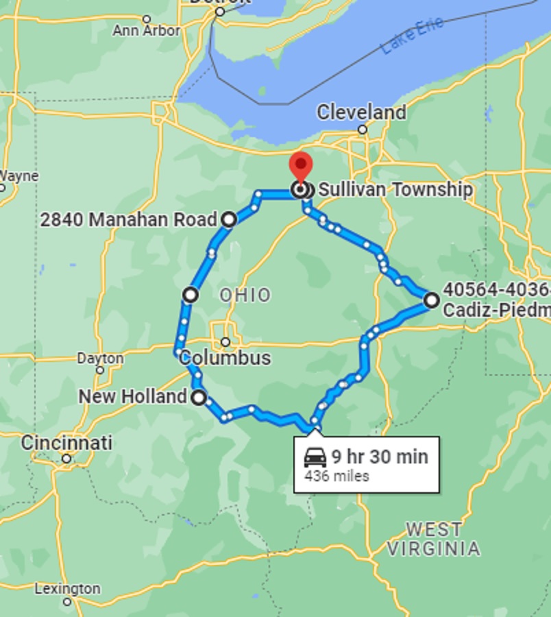 Approxiamte Ohio Route